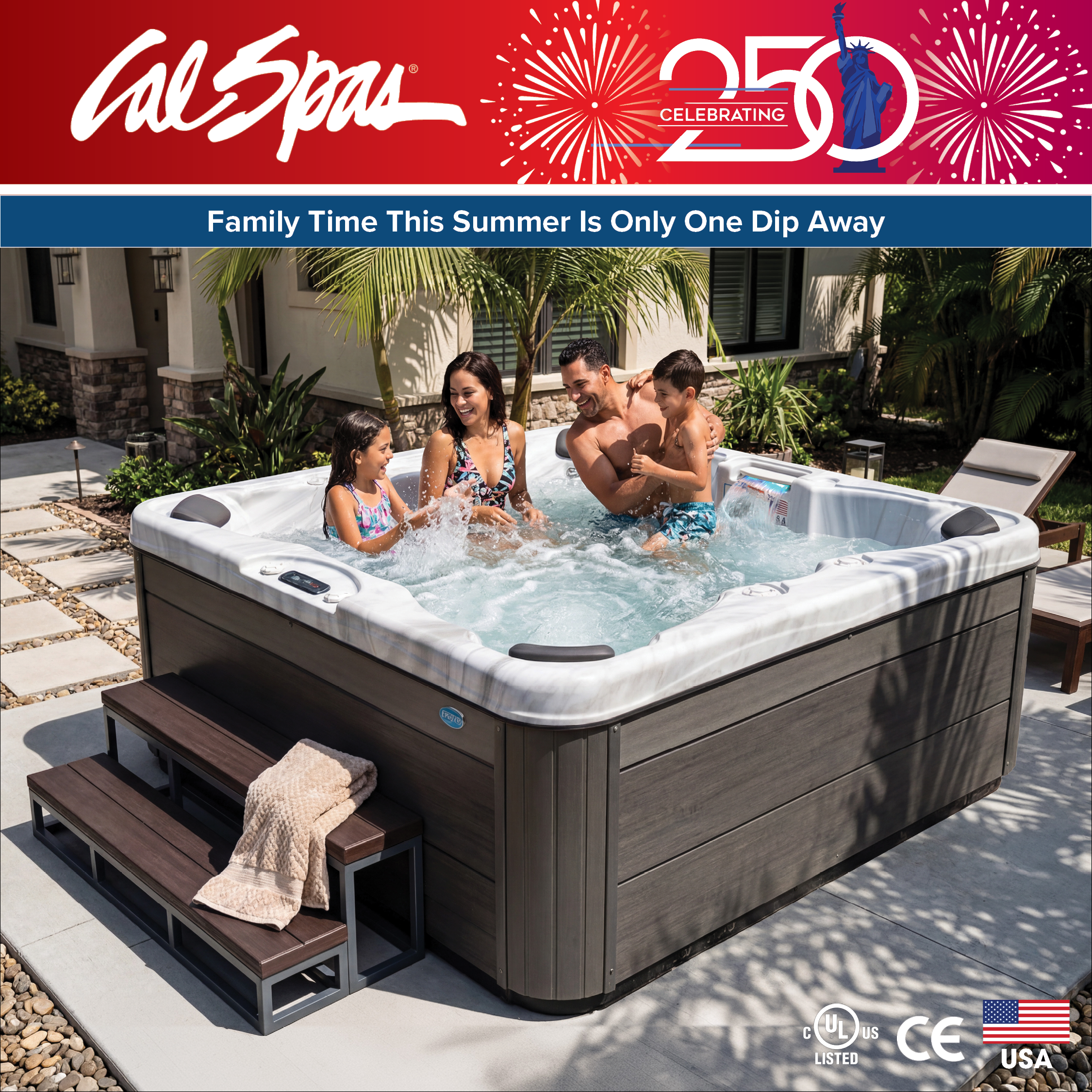 Calspas hot tub being used in a family setting - Monroe
